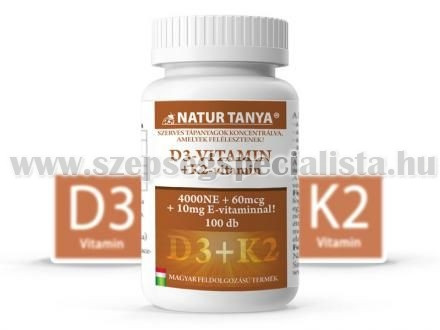 Natur Tanya® D3 és K2-VITAMIN EGYÜTT! 4000IU D3-vitamin és 60mcg K2 kivonat 1 tablettában! 100db
